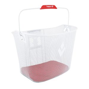 Panier Avant Acier Nid Abeille Hapo.G Blanc (33X25X25 cm) -Vendu Avec Fixation Mts 3 VAE - E-Bike (Largeur Intérieure Fixation Pour VAE - 8 cm) Charge Maxi 5Kgs