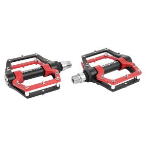 MTB Pedal - BMX Newton Aluminum Black/red 9-16" Bearing Waterproof with Picots Silver (Pair)
