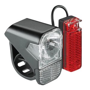 Éclairage Vélo A Pile Kit Axa Visto 3 Leds Noir Avec Interrupteur Livre Avec 3 Piles Aaa Et Fixations - Homologué