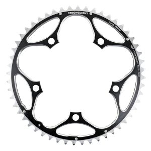 Plateau Route 5 branches Ø 130 Stronglight 52 dents Extérieur Alu Noir-Argent 9-10V.