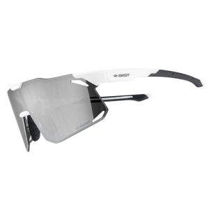 Lunettes Vélo Adulte Gist Eclipse Monture Blanc Verre Fume Polycarbonate (Protection 100% Contre Uva, Uvb, Uvc Et Lumière Bleue) Compatible Clip Verres Correcteurs Ref 225380