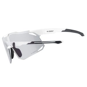 Lunettes Vélo Adulte Gist Eclipse Monture Blanc Verres Photocromiques Qui S'Adaptent Automatiquement A La Luminosite Protection 100% Uv - (Verre Cat 1-3) Compatible Clip Verres Correcteurs Ref 225380