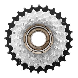 Roue Libre 6V. Sunrace 14-28 Argent-Noir Indexee (En Boite)