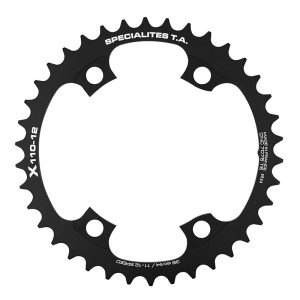 Plateau Route 4 branches Ø 110 Pour Shimano Ultegra R8100-8170 Dura-Ace R9200-9270 105 R7100 Ta X110 38 dents Intérieur Noir 12V. (Penser A Commander Le Kit Intravis Correspondant)