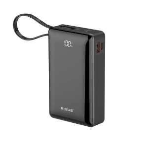 Battery External Power Bank Rixus 20000 Mah 5V Black with Indicator Battery, Strap Transport Compatible USB-C - USB- -Rxbp02