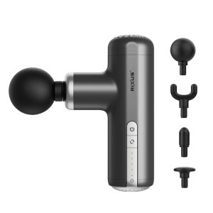 Mini Gun Massage Rixus 4 Heads 18 000 Mah 5V Black Range 1-6 Hour (Included Cable USB-C) -Rxmg01