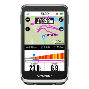 Gps - Compteur Igpsport Binavi Couleur Full Tactile Transflectif - Cartographie - Ant+ - Ble5 - Autonomie 35H - Multi Fonctions Compatible + Strava Et Komoot -- Argent