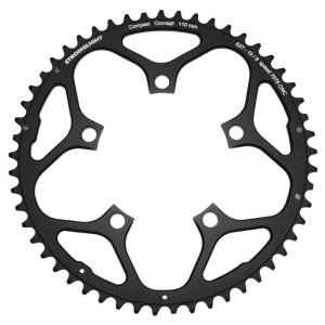 Plateau Route 5 branches Ø 110 Stronglight 53 dents Extérieur Noir Alu 7075 Type Shimano 9-10V.