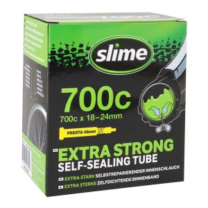 Chambre A Air Vélo 700 X 18-24 Slime Valve Presta Obus Demontable Avec Liquide Anti-Crevaison
