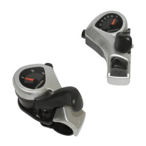 Manette VTT P2R Résine Noir A Collier 7V. Avec Cadrans Et Bouton Poussoir (Paire) Compatible Shimano