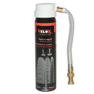 Bombe Anti-Crevaison Velox Chambre - Boyau - Pneu Tubeless Presta-Schrader (75Ml)