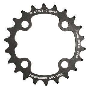Plateau VTT 4 branches Ø 64 Pour Sram Xo+Shimano (Sauf Xt-Xtr) Stronglight Double 22 dents Intérieur Noir Non Filete 10V. - Épaisseur 3.5 mm