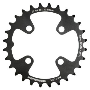 Plateau VTT 4 branches Ø 64 Pour Sram Xo+Shimano (Sauf Xt-Xtr) Stronglight Double 28 dents Intérieur Noir Non Filete 10V. - Épaisseur 3.5 mm