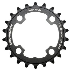 Plateau VTT 4 branches Ø 64 Stronglight 22 dents Intérieur Triple Noir Alu 7075 Compatible Xtr M960 - Épaisseur 4 mm