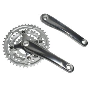 Pédalier VTT P2R 9-8V. Alu Argent 170 mm 42-32-22 (Boîtier 113 mm) Plateaux Demontables