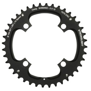 Plateau VTT 4 branches Ø 104 Pour Shimano Stronglight Double 40 dents Extérieur Noir 2X10V. (Sauf Xt-Xtr) Non Filete 10V. - Épaisseur 5 mm