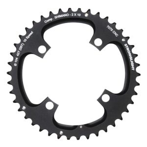 Plateau VTT 4 branches Ø 104 Pour Shimano Stronglight Double 42 dents Extérieur Noir 2X10V. (Sauf Xt-Xtr) Non Filete 10V. - Épaisseur 5 mm