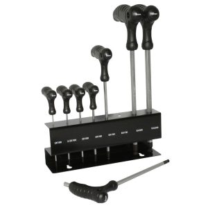 Outil Clé Allen P2R Prise En T + Tête Spherique 2-2,5-3-4-5-6-8-10 (Jeu De 8 Pieces)