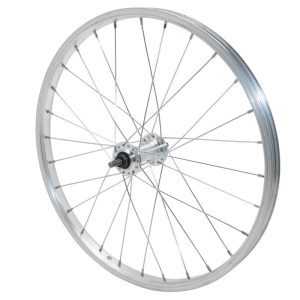 MTB Rim-brake Wheel 20" Aluminum Front Aluminum Hub Solid Axle (Sold with Nut 9X100) Rim 21C 28 Spokes