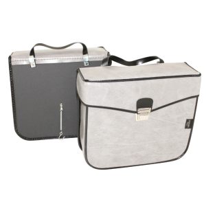Sacoche Arrière Vélo Laterale Sporfabric S17 Fixation Crochet - Effet Cuir Gris (Lg33Xl11Xh28) (Paire)