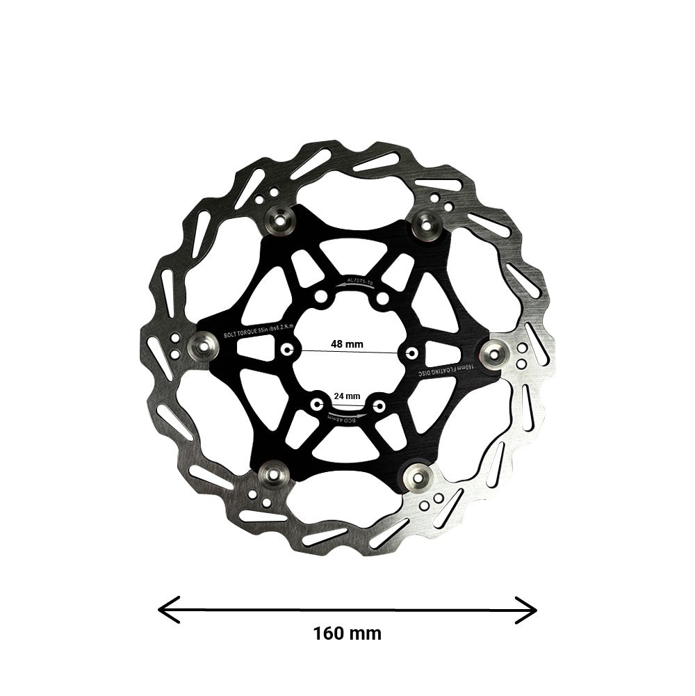 160mm Floating Brake Rotor 48mm Bolt Spacing (2 colors) — Vélo Shop Obernai