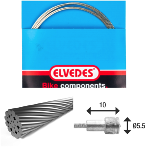 Câble de frein 2 000mm 1x19 fils inox Elvedes Ø1,5mm tête en V Ø5,5x10