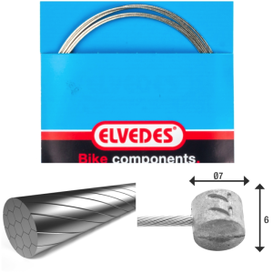 Câble de frein 2 000mm 1x19 fils inox Slick Elvedes Ø1,5mm tête en T Ø7x6mm
