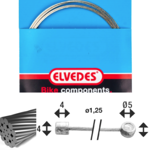 Câble de transmission 2 250mm 1x19 fils Elvedes Galvanised Ø1,25 avec tête N Ø4x4 et tet