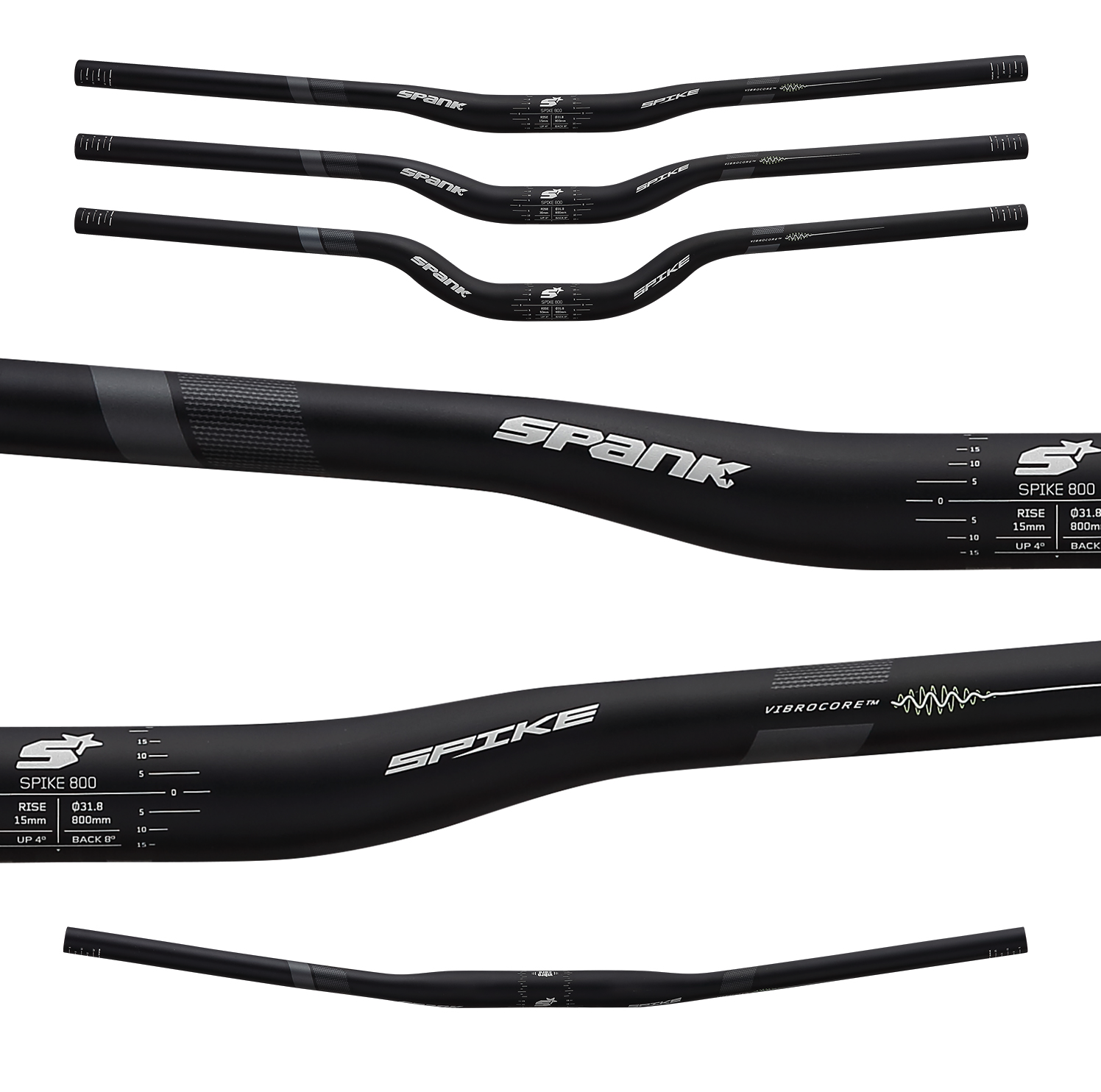 Cintre Spank Spike 800 Vibrocore, rise 30mm, noir/gris LTD