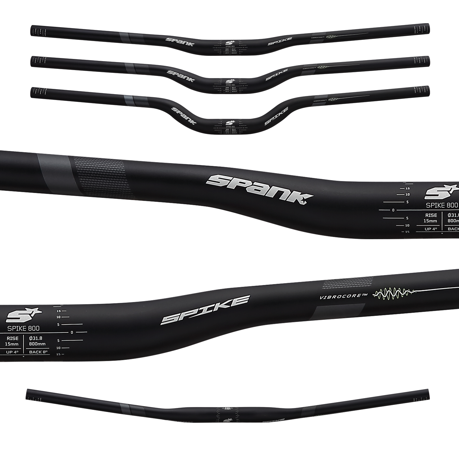 Cintre Spank Spike 800 Vibrocore, rise 50mm, noir/gris LTD
