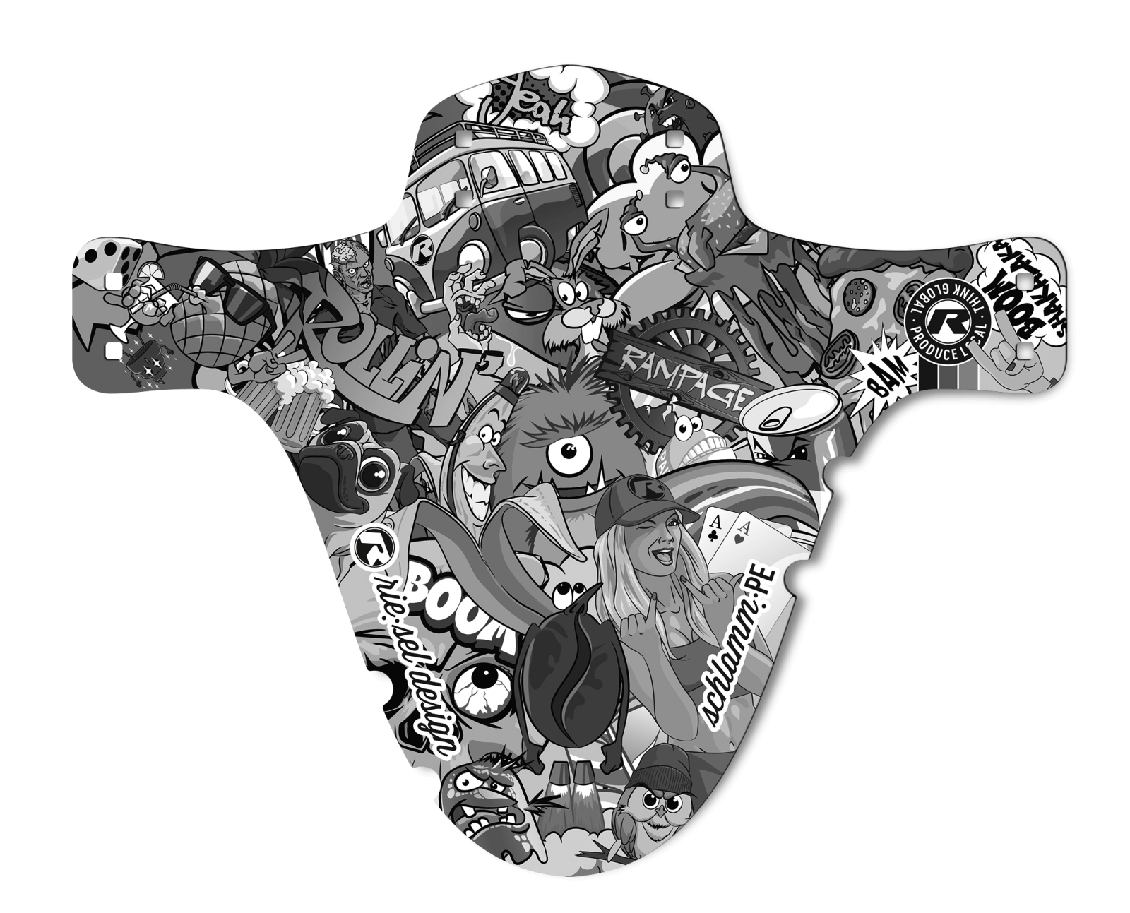 Garde-boue avant Riesel Design SCHLAMM:PE stickerbomb eyecatcher ultra black