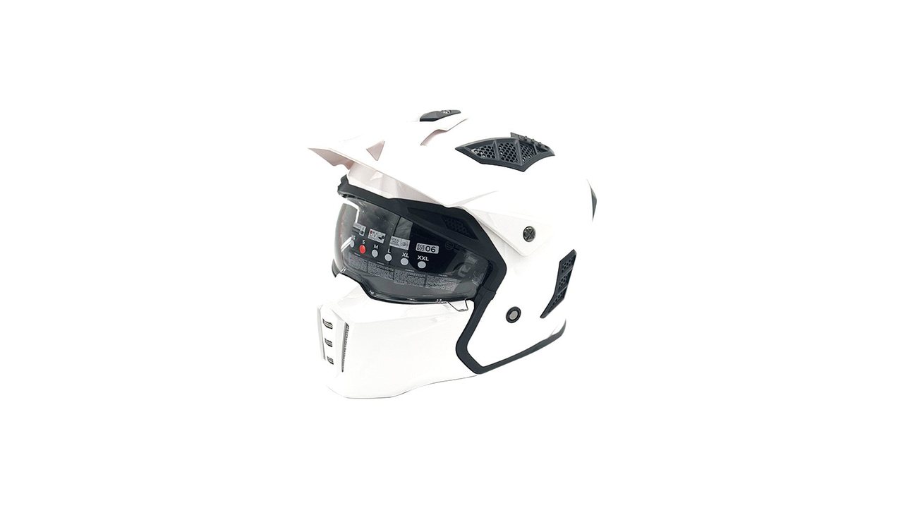 White Street Trooper helmet, visor up