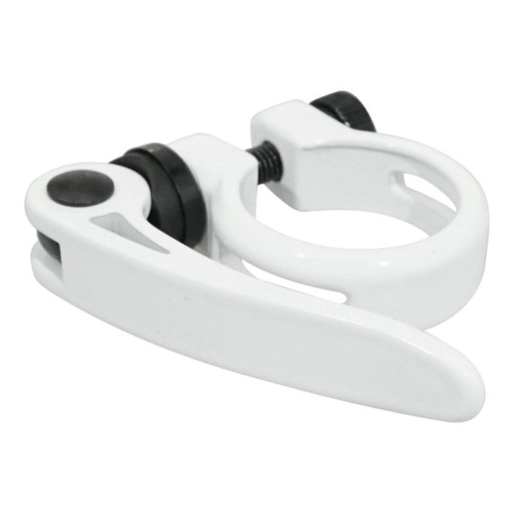 Collier Serrage Tige De Selle Rapide Newton Alu Blanc Diam. 28,6 mm (Sur Carte)