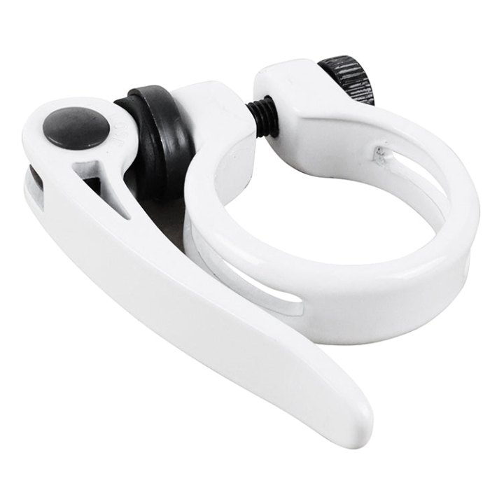 Collier Serrage Tige De Selle Rapide Newton Alu Blanc Diam. 34,9 mm (Sur Carte)