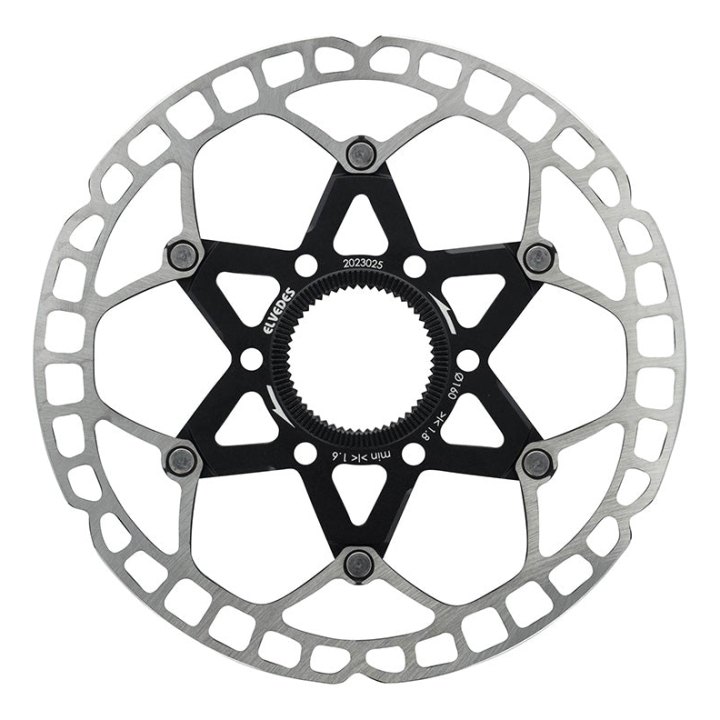 Disque De Frein Route - VTT Centerlock Elvedes 160 mm Acier Argent - Alu Noir (Ultra-Léger 117 G) -Épaisseur 1.8 mm-