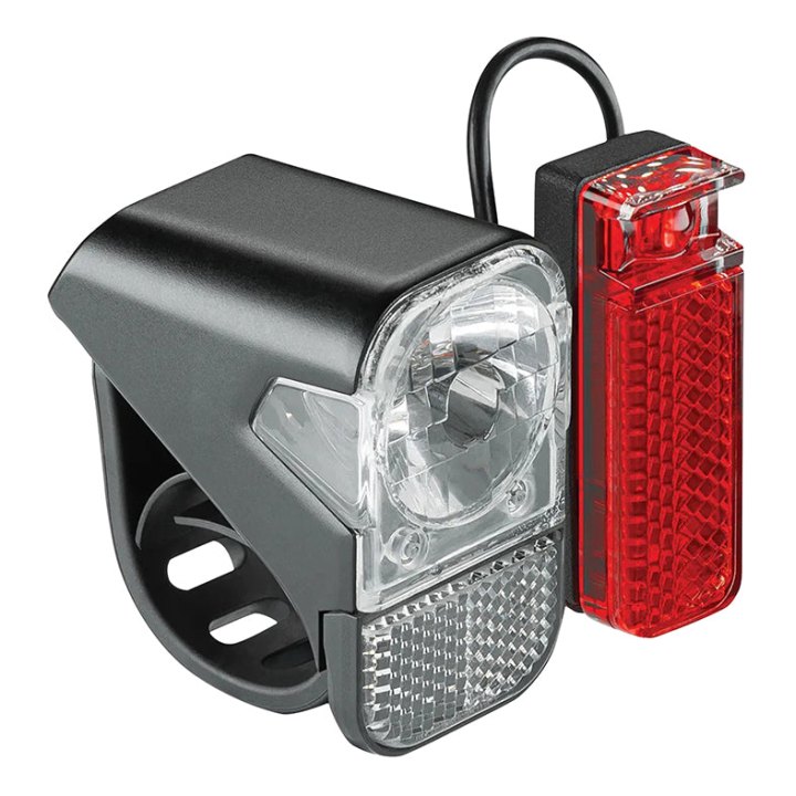 Éclairage Vélo A Pile Kit Axa Visto 3 Leds Noir Avec Interrupteur Livre Avec 3 Piles Aaa Et Fixations - Homologué