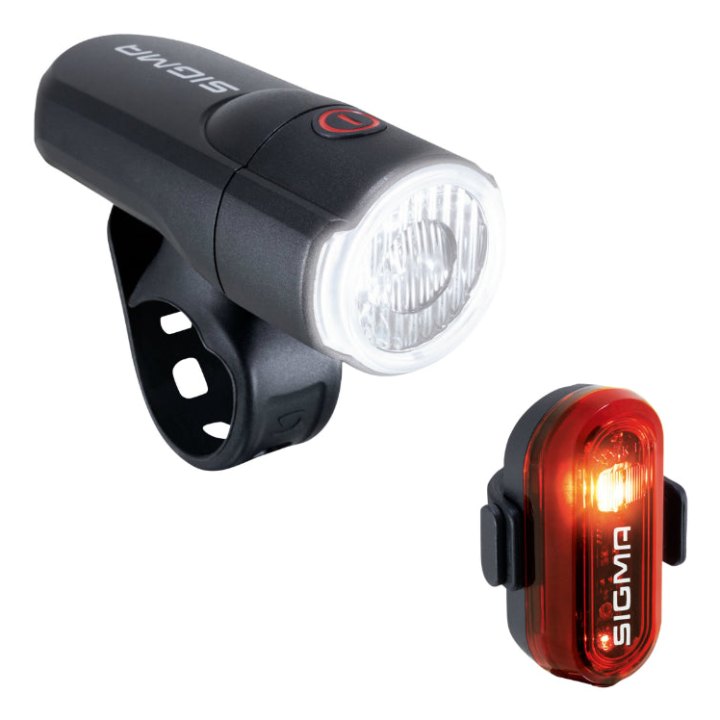 Éclairage Vélo A Pile Kit Sigma Aura 30 Lux-Curve (Autonomie 5H Mode Normal - 15H Mode Eco) Livre Avec Piles