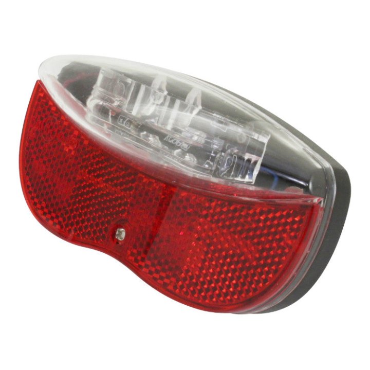 Éclairage Vélo A Pile Arrière Sur Porte-Bagages 2 Leds Rouge (Livre Avec Piles) Entraxe 80 mm