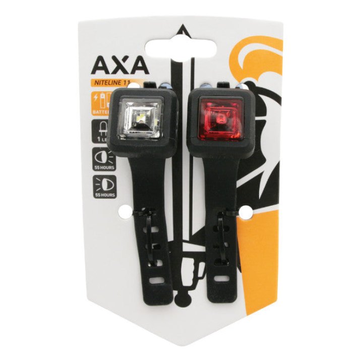 Éclairage Vélo A Pile Kit Axa Niteline Leds Noir, Avec Piles Cr2032 Autonomie + 50 Heures (Vu A 150M)