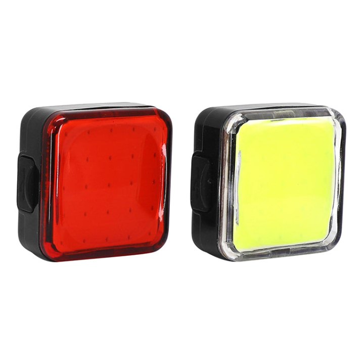 Éclairage Vélo Usb Kit Newton Cob Leds 100-50 Lumen Jaune-Rouge-Noir 7 Modes (Avant + Arrière)