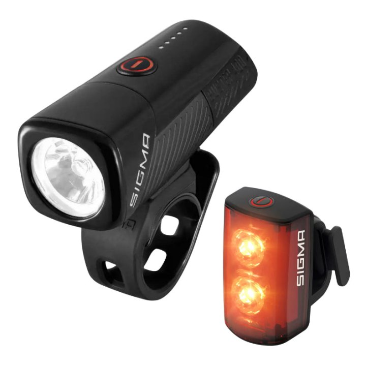 Éclairage Vélo Usb Kit Sigma Buster 400 Lumen -Buster Rl80 (Autonomie Avant 9H-Arrière 8H Jusqu'A 12H Mode Flash) Noir - Homologué - Adapte L'Éclairage En Fonction De La Luminosite