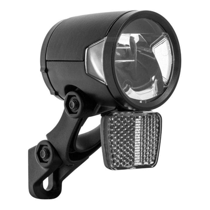 Éclairage Vélo VAE - E-Bike Herrmans Mr8 180 Lumen Noir Avant Sur Fourche Et Support Potence (Livre Avec Patte) 6-12V - Vendu En Boite
