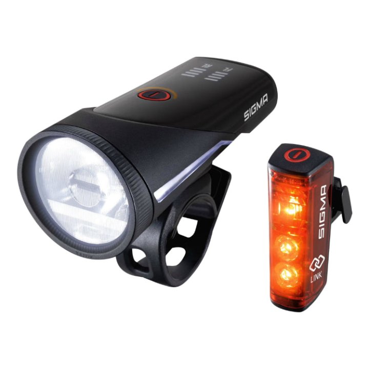 Éclairage Vélo Usb Kit Sigma Aura 100 Lux-Blaze Link (Autonomie 3H Mode Standard Et 12H Mode Eco) Noir - Homologué - Adapte L'Éclairage En Fonction De La Luminosite