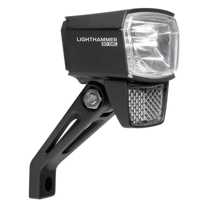 Éclairage Vélo VAE - E-Bike Avant Sur Fourche Trelock Ls 830-T Ligthammer 6-12V 80Lux Noir - Pour Voir A 100 M Et Visible A 5,5 Km -Homologation Stvzo