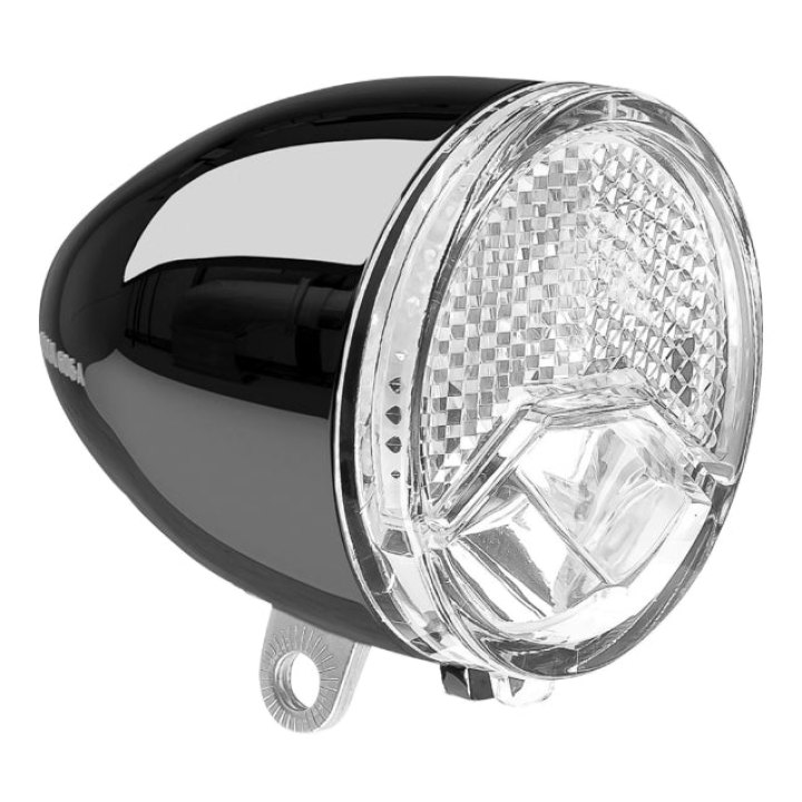 Éclairage Vélo VAE - E-Bike Avant Sur Garde Boue Axa 606 15Lux 6-48V Noir Design Retro