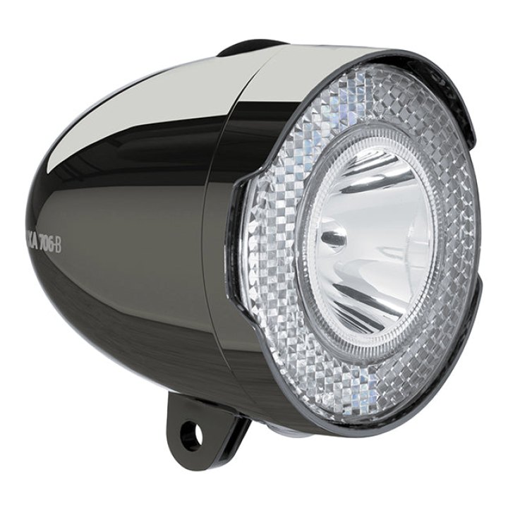 Éclairage Vélo A Pile Avant Sur Garde-Boue - Patte Axa Classic 706 LED 15 Lux Noir Avec Interrupteur Livre Avec 3 Piles Aaa