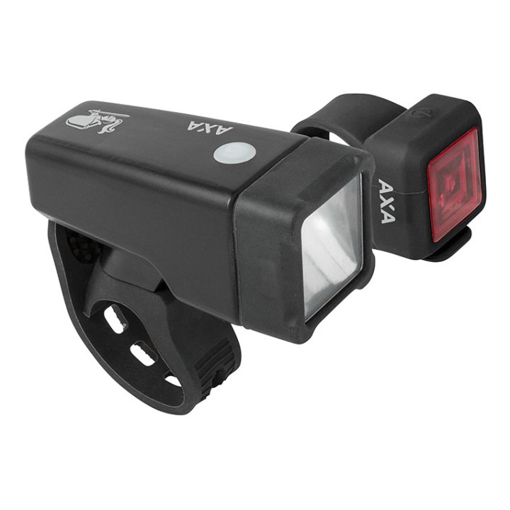 Éclairage Vélo A Pile Kit Axa Nite Line T1 4 Fonctions Continu Et Flash (Livre Avec Piles Lr06-Cr2032)