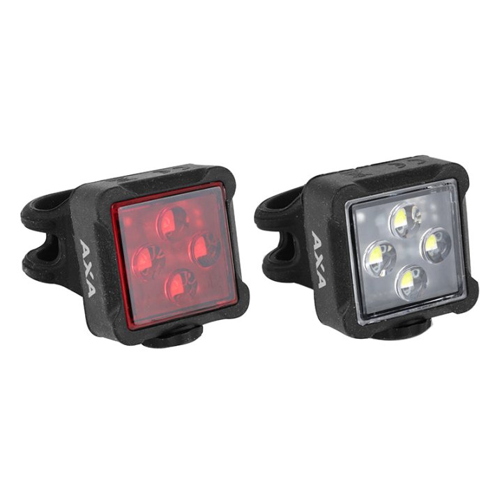 Éclairage Vélo A Pile Kit Sur Cintre-Tige De Selle Axa Niteline 44 Avec 4 Leds Noir, Avec Piles Cr2032 Autonomie + 40 Heures (Vu A 400M)