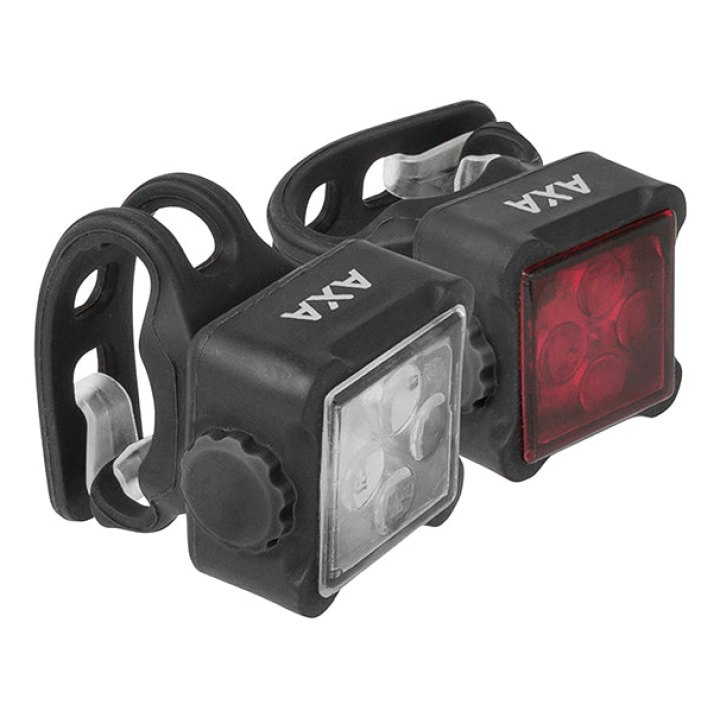 Éclairage Vélo Usb Kit Axa Nite Line 44-R Noir (Avant+Arrière) - Visible A 600M
