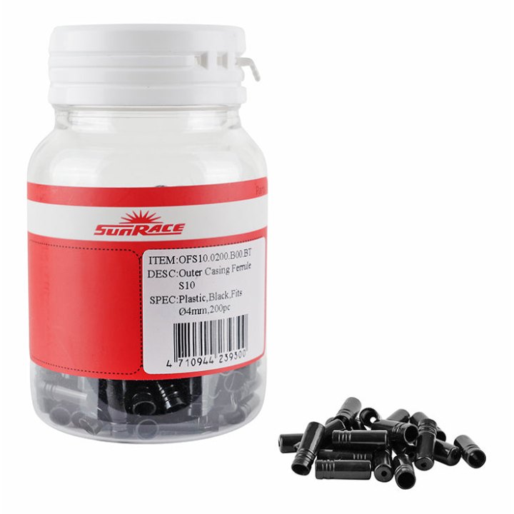 Embout De Gaine 4 mm - Long 16 mm Plastique (Boite De 200) -Sunrace-
